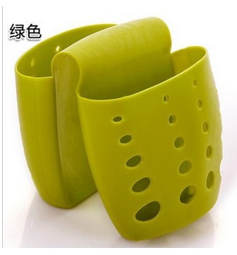 Keukengereedschap Gootsteen Zadel Stijl Dubbele Siliconen Sponshouder Gootsteen Rek Opslag Organizer Zeep Keuken Gadgets: green