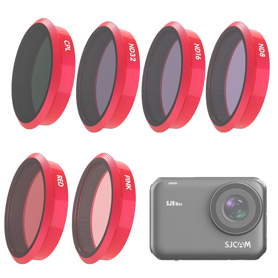 Filter voor sjcam  sj9 strike action camera 4k nd 8 16 32 64 cpl uv rood roze magenta lensfilters kit voor sjcam  sj9 max accessoire