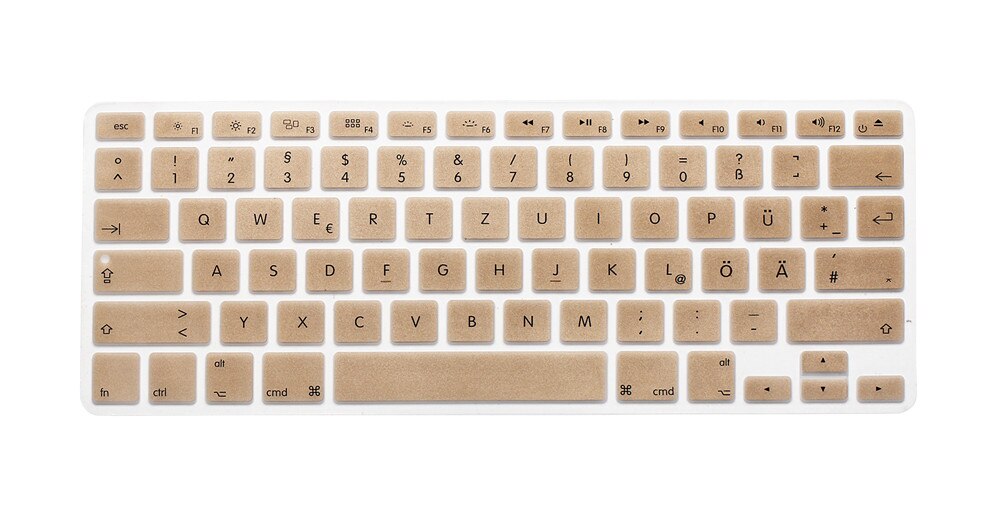 US Layout German Letters Deutsche Alphabet Keyboard Stickers for Macbook Pro 13" 15" 17"/ Macbook Air 13 Silicone keyboard Cover: Gold