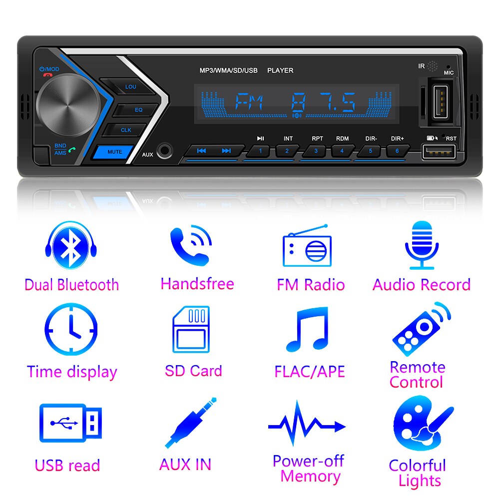 VODOOL 505 1DIN In-Dash Auto Radio Stereo Bluetooth Autoradio FM USB AUX TF Karte Eingang Kopf Einheit Empfänger multimedia MP3 Player