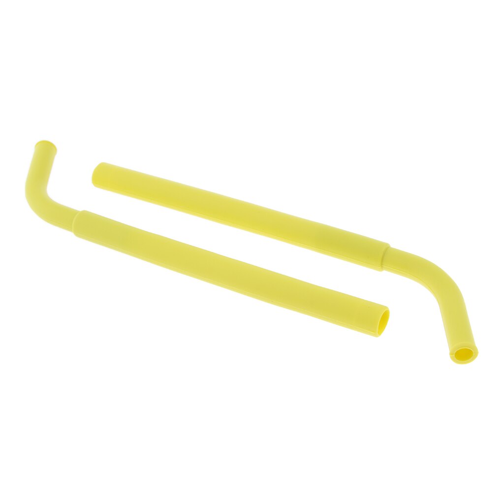 2x Silicone Flexible Reusable Straight Bendy Drinking Straws + Storage Box: Yellow