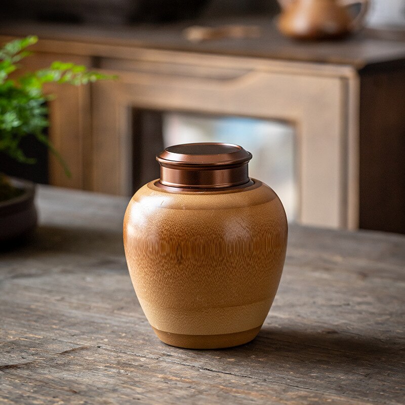 Bamboo Sealed Tea Caddy Handmade Wood Chinese Style Bamboo Container Portable Bamboo Tea Canister for Household Use: Style 2