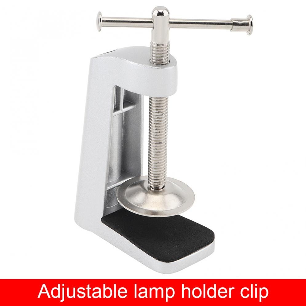 Zilver Aluminium Verstelbare Bureaulamp Vaste Basis Klem Houder Clip Rvs Swing Arm Diy Universele Slang Tafellamp