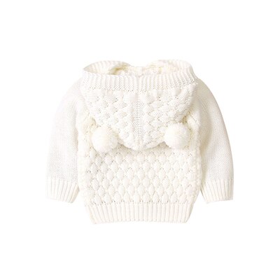 Pasgeborenen Hooded Trui Baby Jongens Meisjes Gebreide Pom Bal Winter Jassen Warme Jassen Gebreide Uitloper Lange Mouwen Kleding 3- 24M A20: Beige / 24M