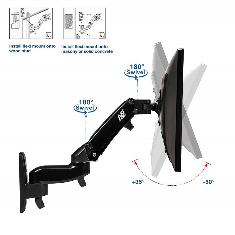 Nb-suporte de parede para monitor de movimento, 17 polegadas a 27 polegadas, monitor de lcd, com mola a gás ajustável, bayou f150