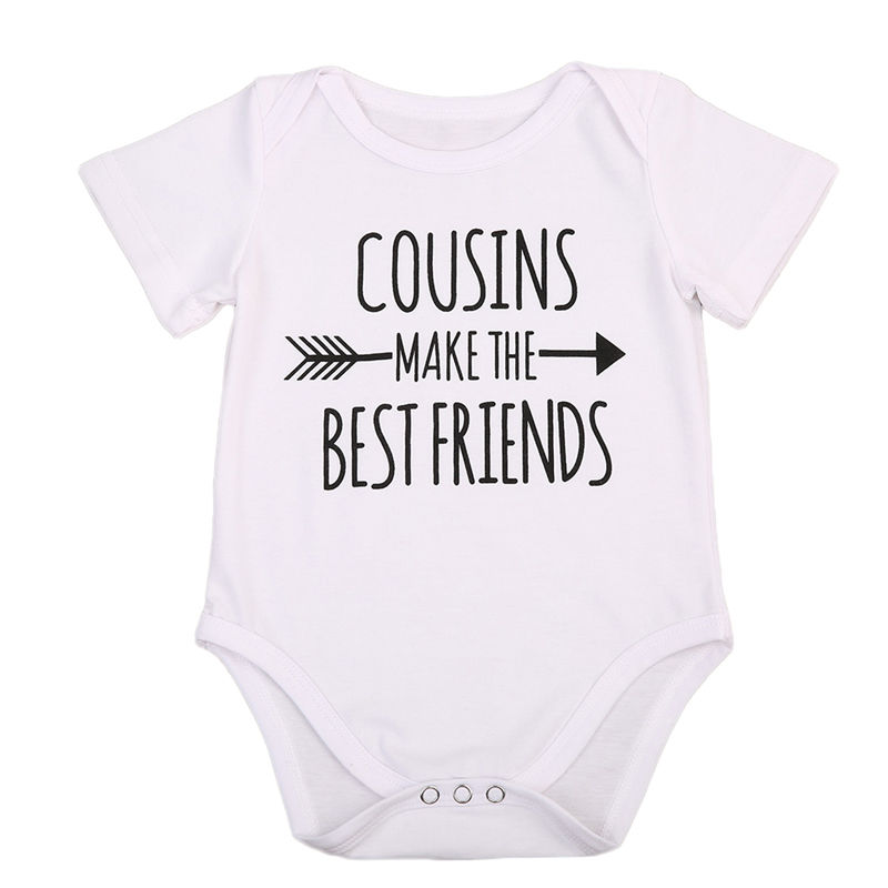 Katoen Cousins Gedrukt Pasgeboren Peuter Baby Baby Jongen Meisje Bodysuit Jumpsuit Kleren Korte Mouw Sunsuit Outfit Korte Kleding