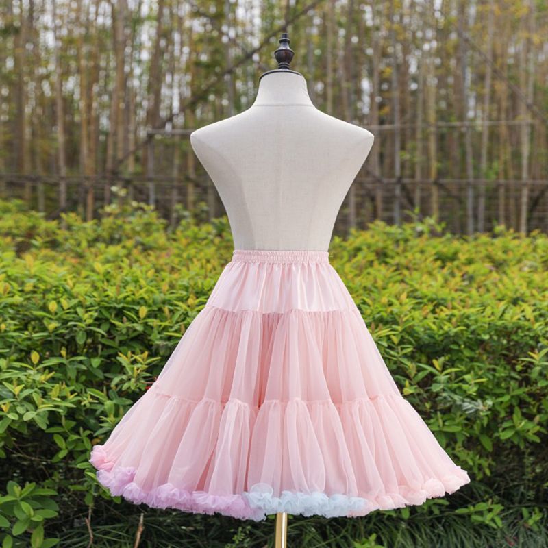 Kvinnor resår midja pösig tyll underkjol regnbåge moln kort tutu kjol balett dans pettiskirts lolita underkjol