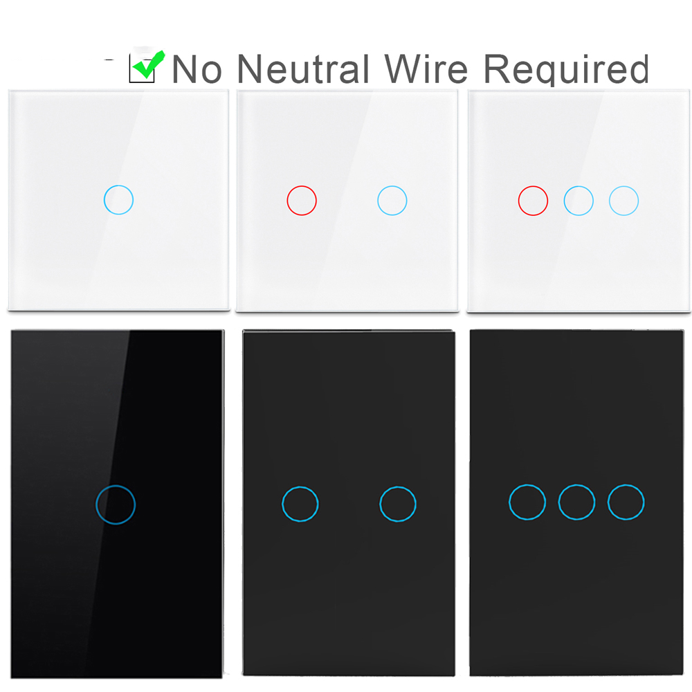 Touch Switch EU US LED Crystal Glass Panel Wall Lamp Light Switch 1/2/3 Gang AC100-240V LED Sensor Switches Interruttore