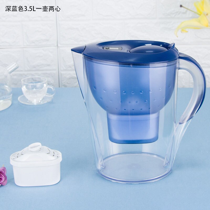 Water Filter Kettle Household Water Jug Activated Carbon Purifier Water Pitcher Kitchen Office Water Bottle Jug Drink Water Tool: Blue
