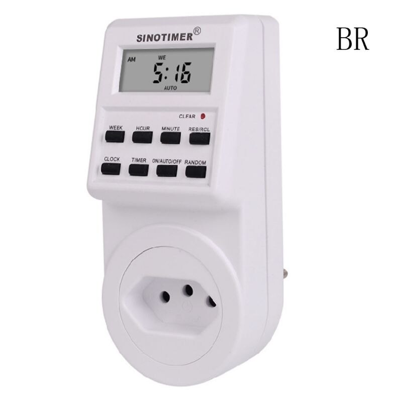 Digital Timer Socket 220/110V Weekly Programmable AU/BR/EU/FR/UK/US Plug Switch