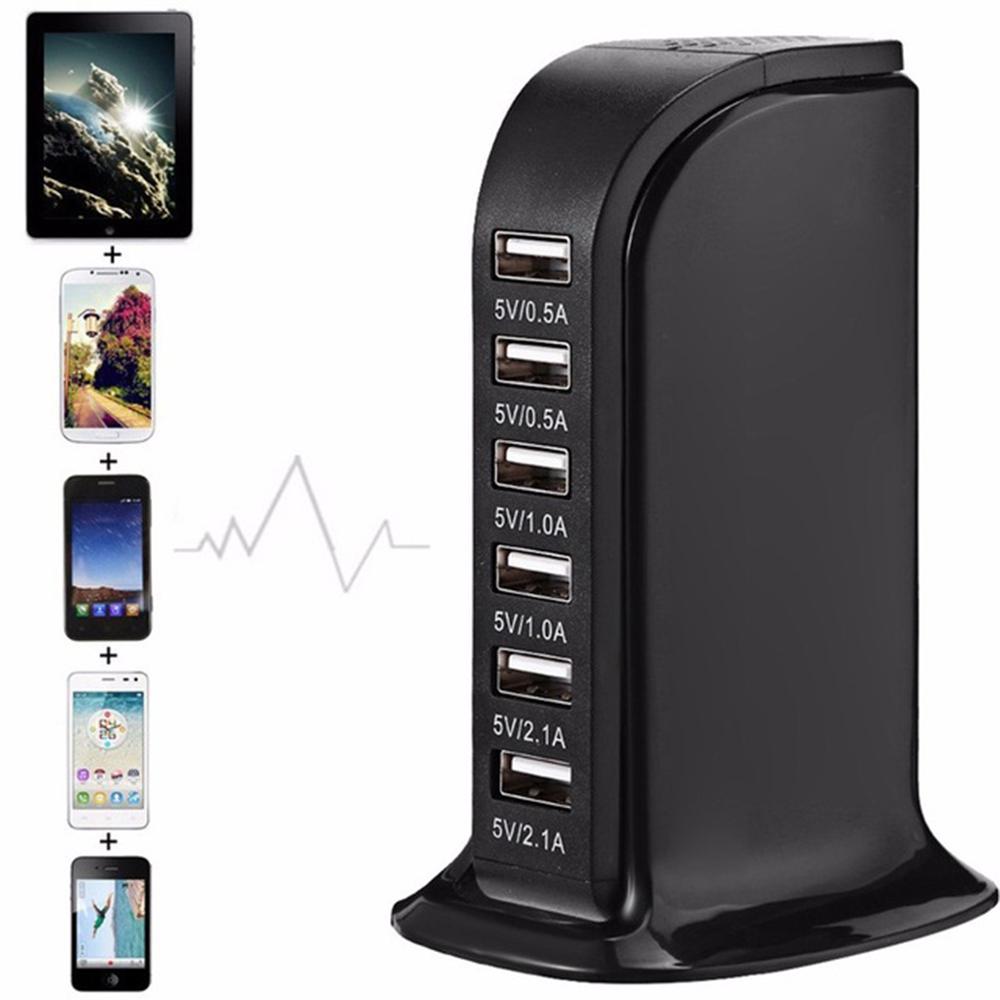Cargador USB Multi de 6 puertos de 30 W, estación de carga rápida 6A, Conector de viaje de escritorio para teléfono móvil, enchufe de extensión, Platooninsert