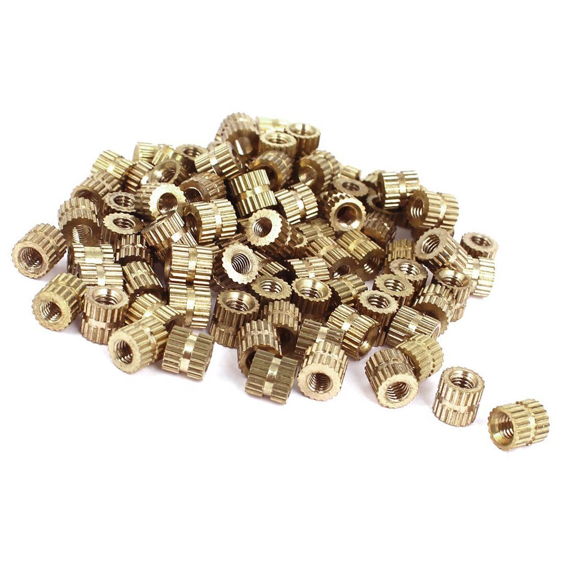 M3x5mm(L)-5mm(OD) Metric Threaded Brass Knurl Round Insert Nuts 100pcs