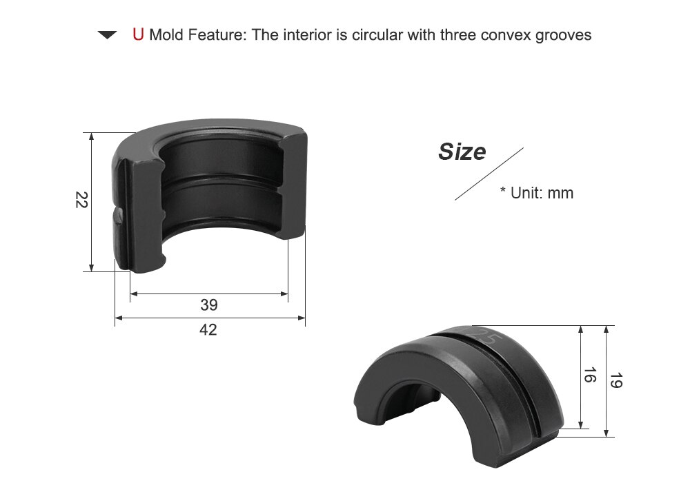 Matrices de sertissage de tuyaux Pex de Type U, outils de pressage de tuyaux Pex de tailles 16mm, 20mm, 25mm, 32mm