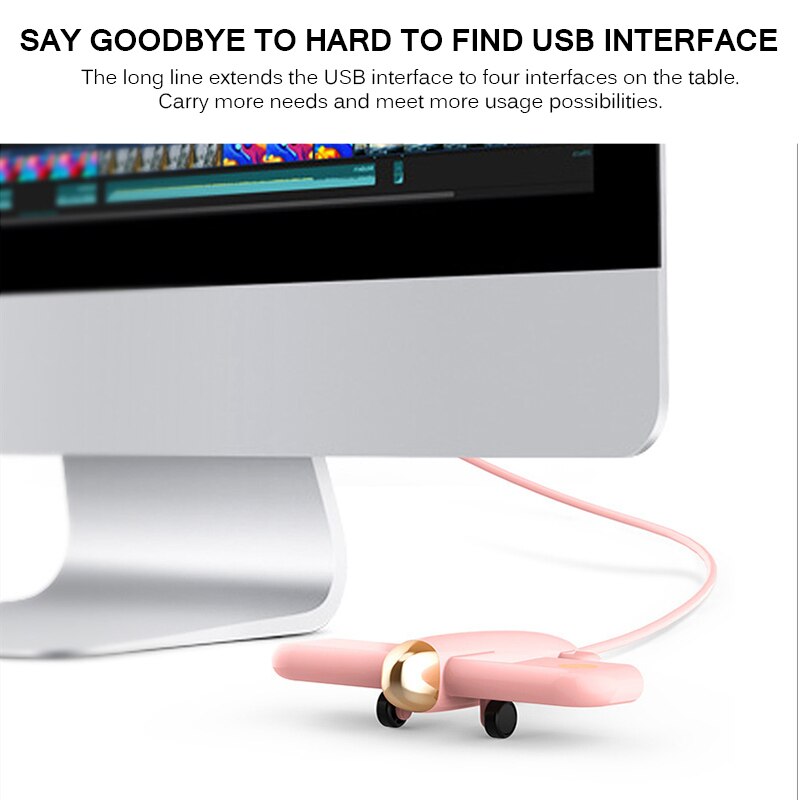 Schattige 4- poorts usb 2.0- hub usb-hub 3.0 draagbare hub usb-vliegtuigvorm usb-splitter externe multi-poort usb-hub voor xiaomi