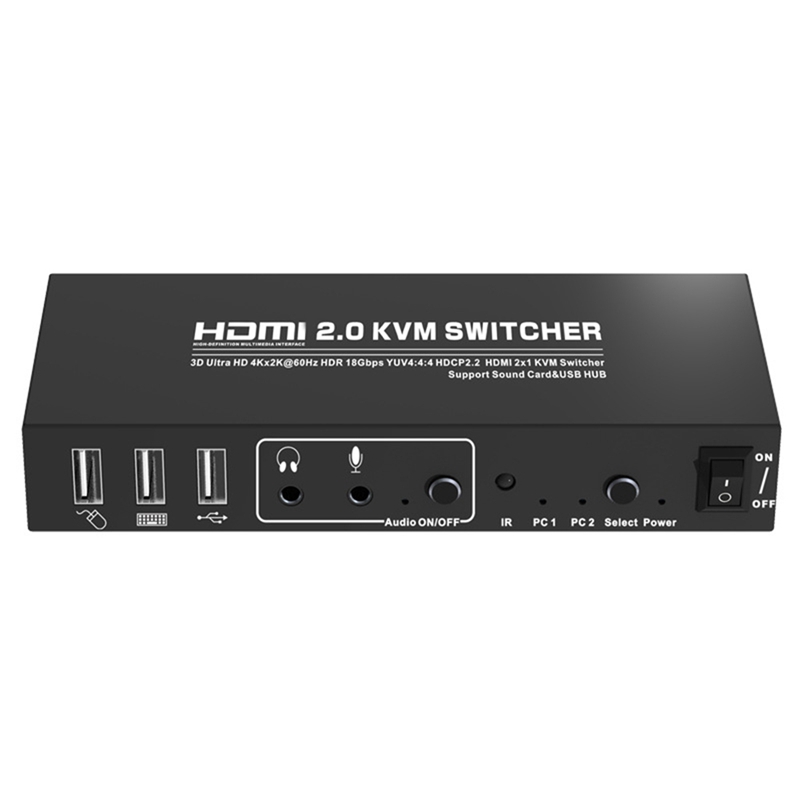 Hdmi Kvm Switch 4K @ 60Hz Usb 2.0 Hdmi 2 Port Usb Kvm Switch Box Draadloze Toetsenbord En muis Eu Plug: Default Title