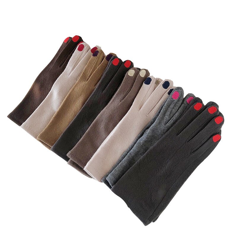 Guantes de lana de lujo para adultos, manoplas de esmalte de uñas bordadas para mantener el calor, de San Valentín, novedad de