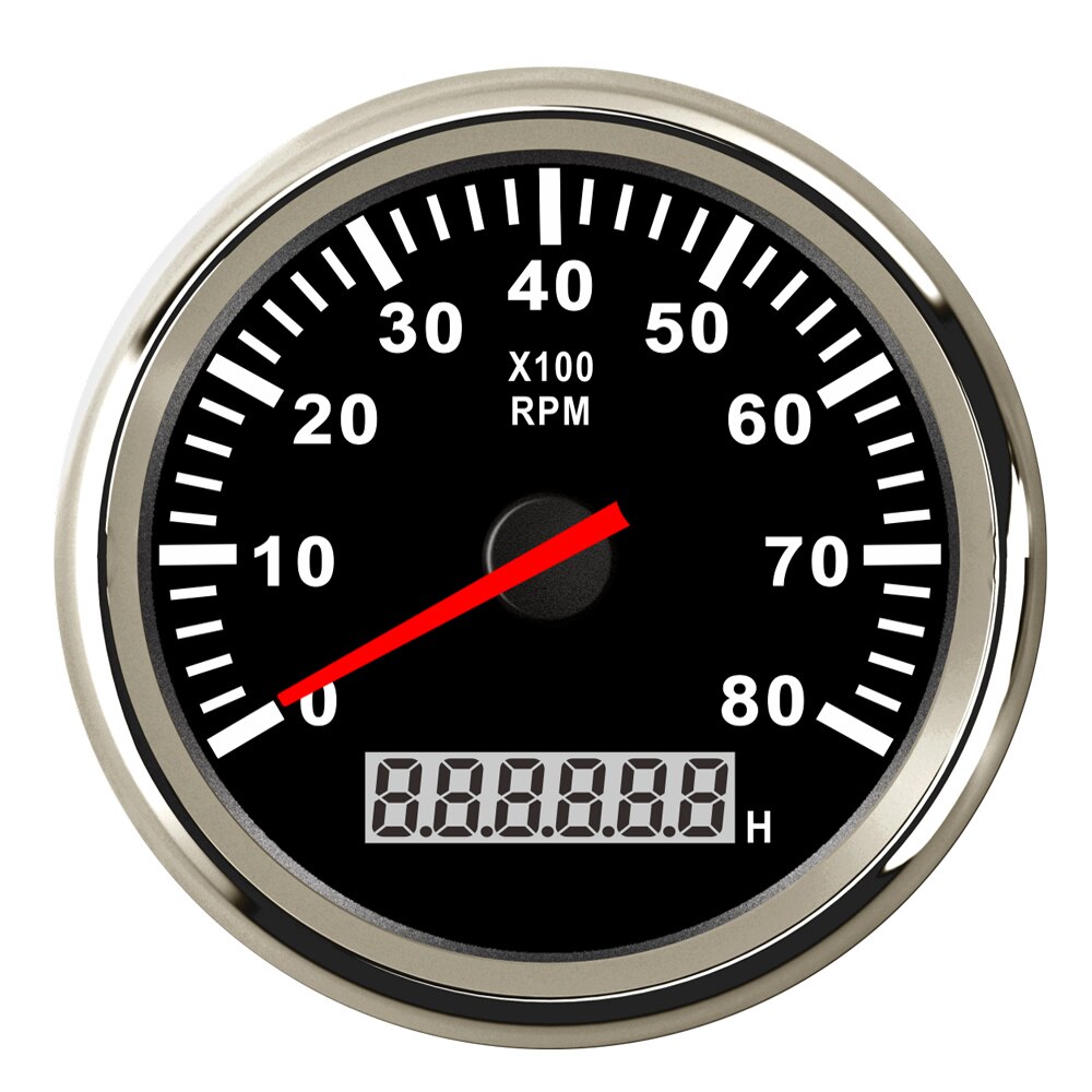 8000 rpm Tachometer Boat Car Marine Tacho Gauge with LCD Hourmeter 85mm Tachometer Diesel &amp;Gasoline Engine RPM Gauge 9~32V