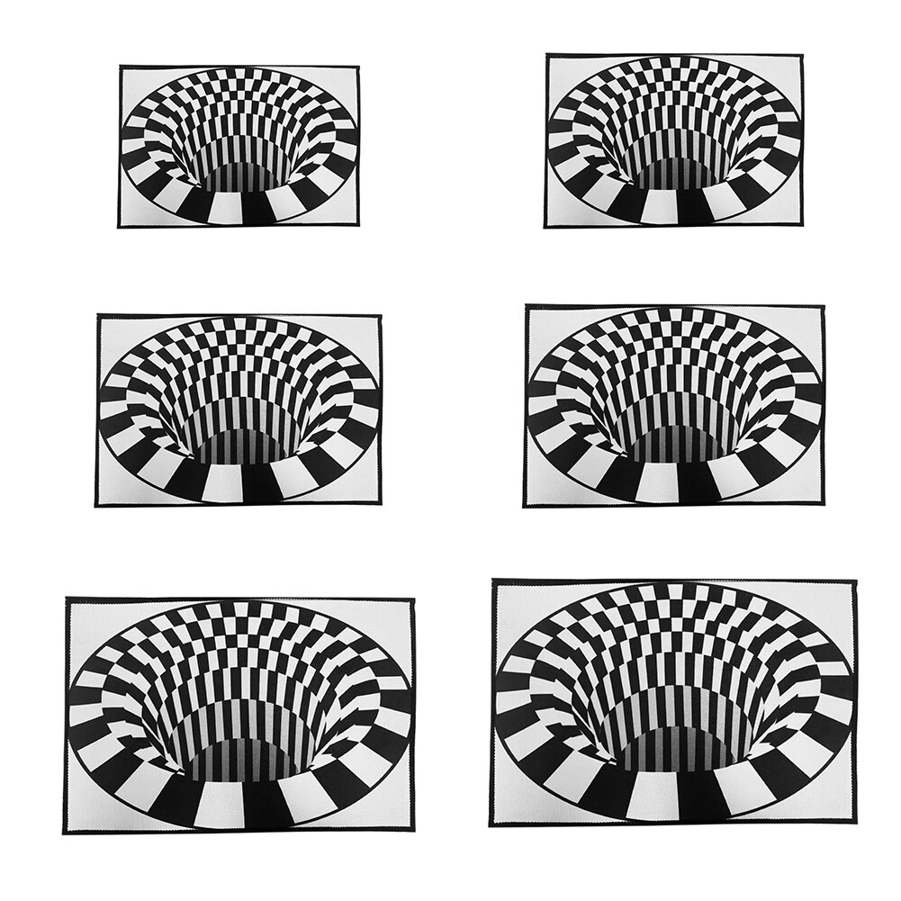 Grid Vortex Rectangular Carpet Non-slip 3D Print Floor Mat Illusion Rugs