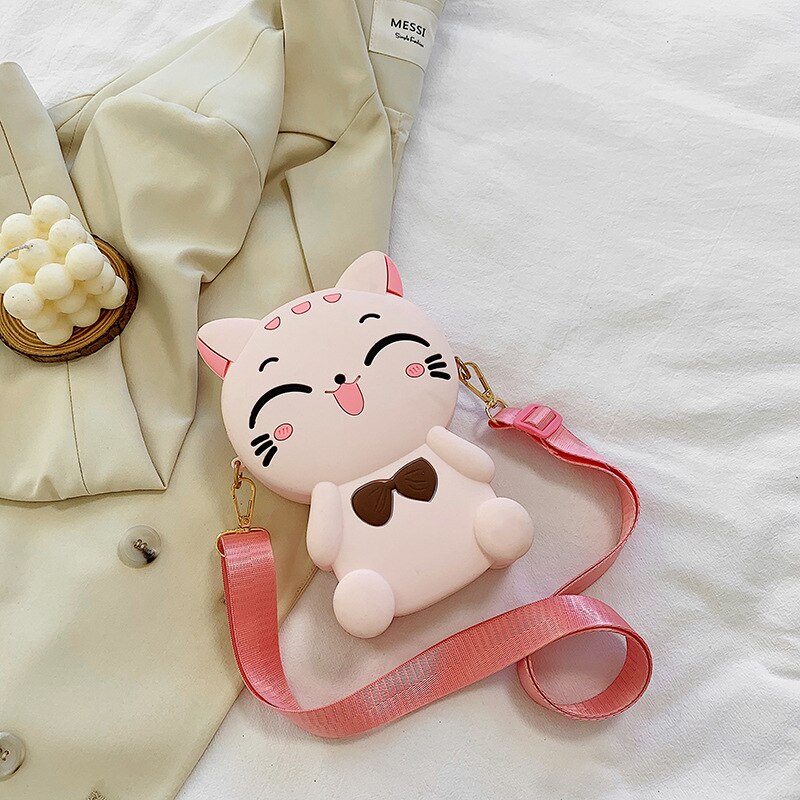 Silicone messenger bag female cartoon cute monkey mobile phone bag women shoulder bag: 01