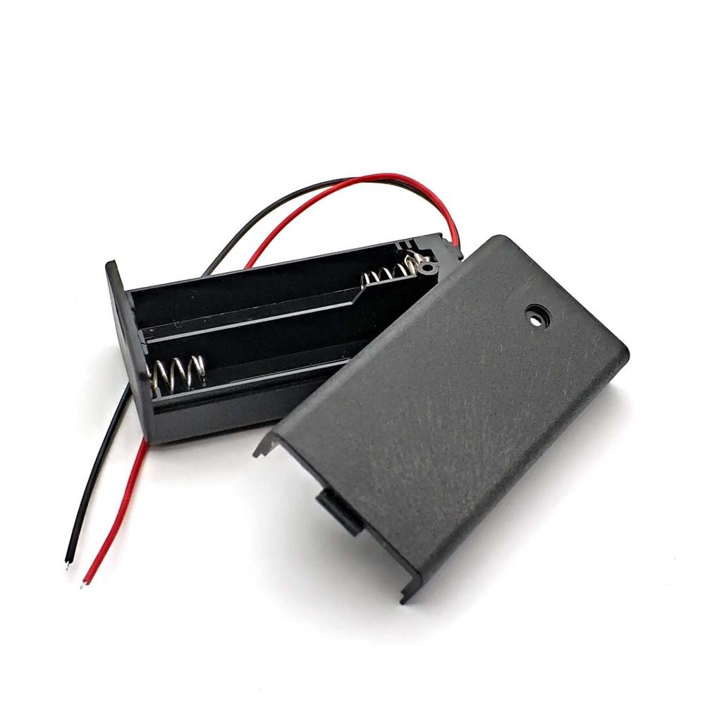 2AA 3V Black Battery Holder Connector Storage Case Box ON/OFF Switch With Lead Wire lightweight