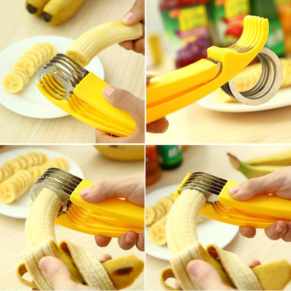 Bananensnijder roestvrijstalen snijder fruitsalade stengel komkommersnijder keuken keukensnijder bananensnijder voedselsnijder