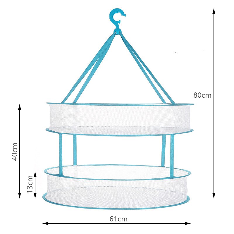 Furgerin dobbeltlags tørringsnet hængende netto tørrestativ netfoldning af tørretumbler lodret tørretumbler: Blå stor