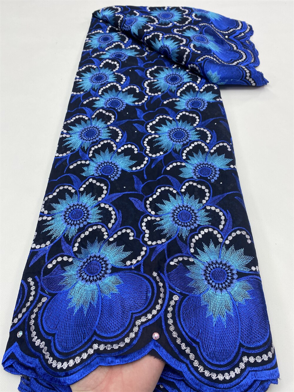 PGC afrykańska bawełna koronki tkaniny 2022 nowy koronka wysokiej jakości francuska nigeryjska koronki tkaniny z kamieniami na wesele 5 metrów YA4849B-1: 10 lace tkanina