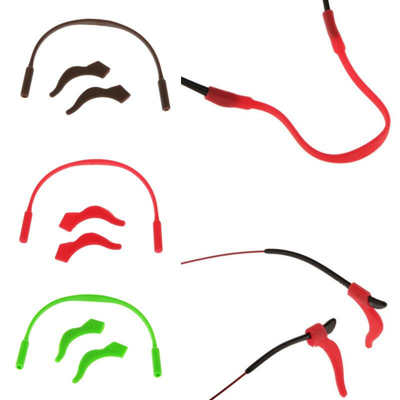 Gancho antideslizante para las orejas, 1 par de patillas de silicona para gafas, soporte para lentes, cuerda elástica antideslizante, accesorios para lentes