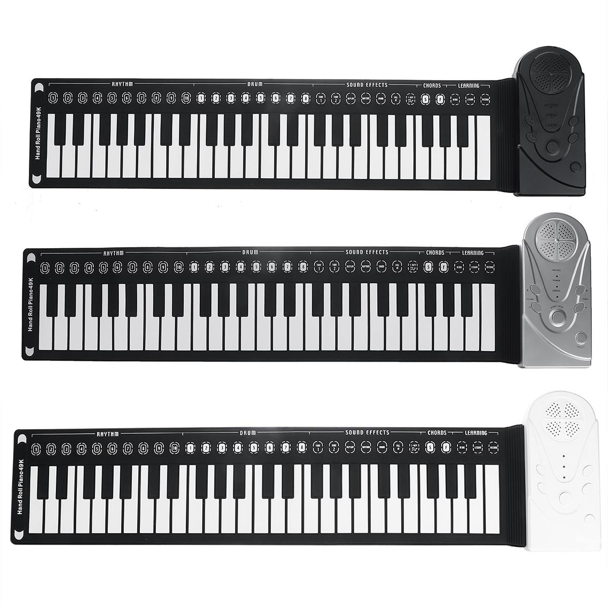 Digital Keyboard Piano Portable Flexible 49 Keys Flexible Silicone Electronic Roll Up Piano Children Toys Built-in Speaker