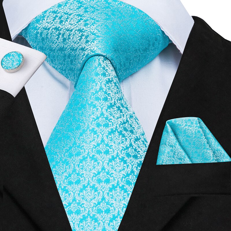 Hi-tie mænd slips silke slips business guld slips og lommetørklæde manchetknapper sæt jakkesæt bryllupsfest gul mænd slips sæt: Sn -3043