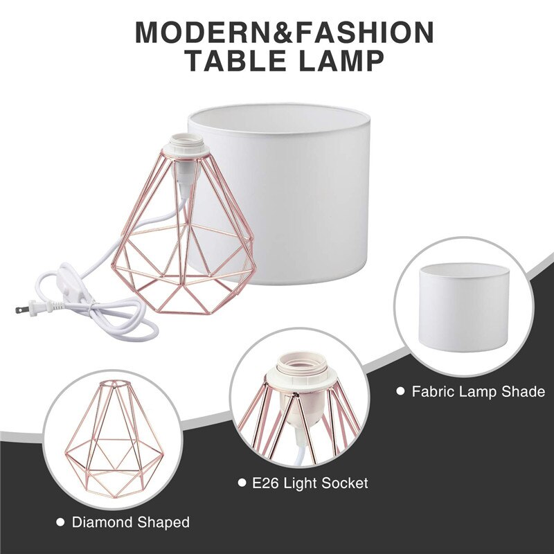 Geometrische Beugel Tafel Lampen E27 Lampvoet Decoratieve Retro Schaduw Tafel Lichten Nachtkastje Home Verlichting Voor Slaapkamer Woonkamer