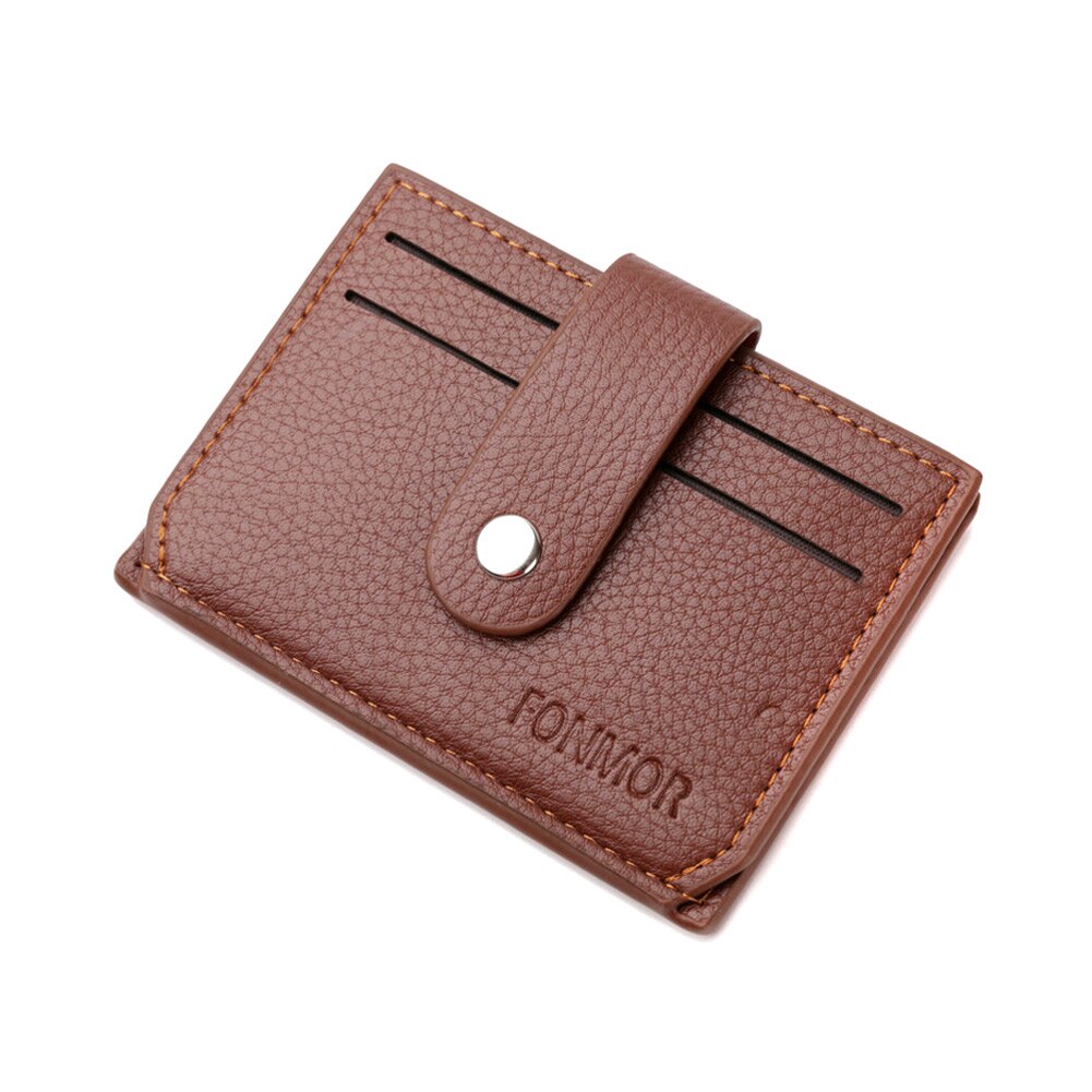 Mannen Mini Pu Lederen Card Bag Holder Purse Id Credit Card Wallet Xin: Bruin