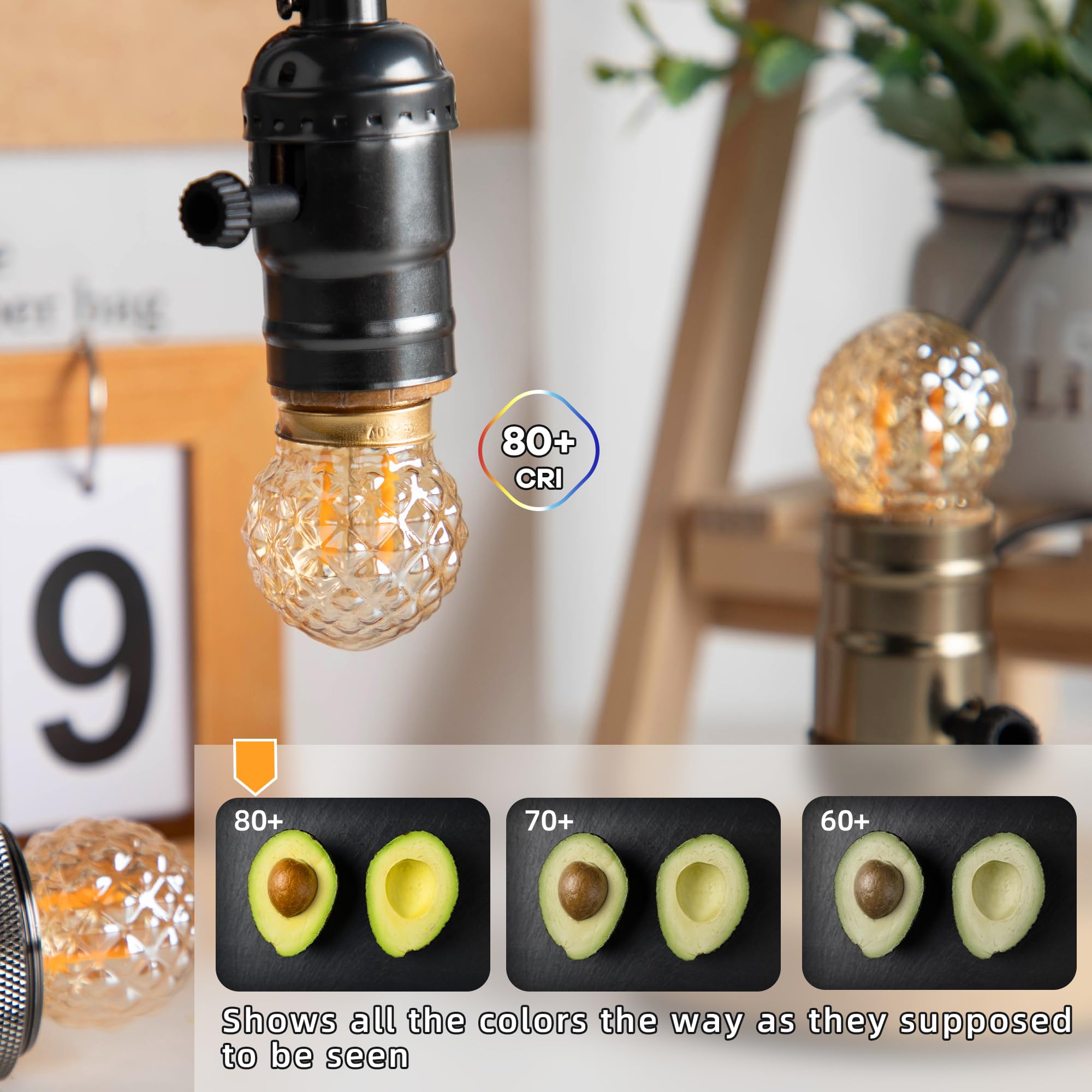 Bombillas de noche Led G40 E27 de bajo vatio, 1W, igual a 10 vatios, bombilla incandescente, regulable, decorativa, con forma de diamante, bombilla de vidrio ámbar