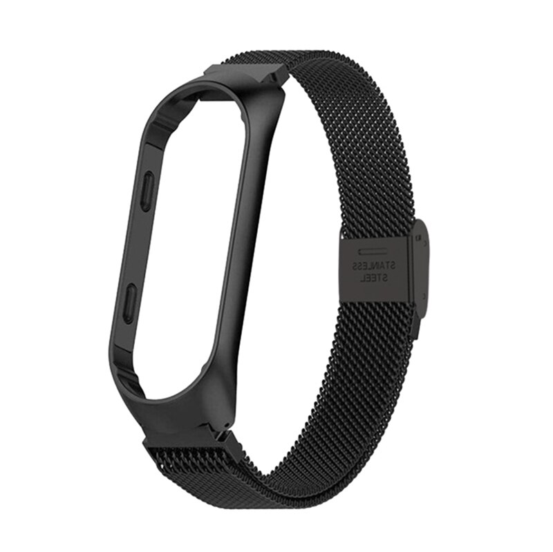 Pulsera inteligente para Xiaomi mi Band 3 4 mi Band 4 3 correa de Metal de acero inoxidable Z2: Black / For mi band 4