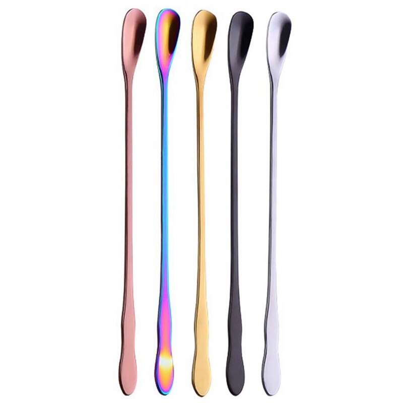 Color Stainless Steel Long Handle Ice Cream Spoon Stack Coffee Mug Stirrer Ice Cube Scoop Dessert Gadgets Kitchen Accessories