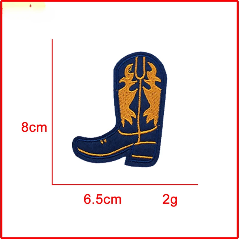 Boot Strijken Patch Embleem Kleding Jas Hoed Accessoires Badge Sticker Geborduurde Zon Cowboy Borduren Opstrijkpatches: Nickel-Free White