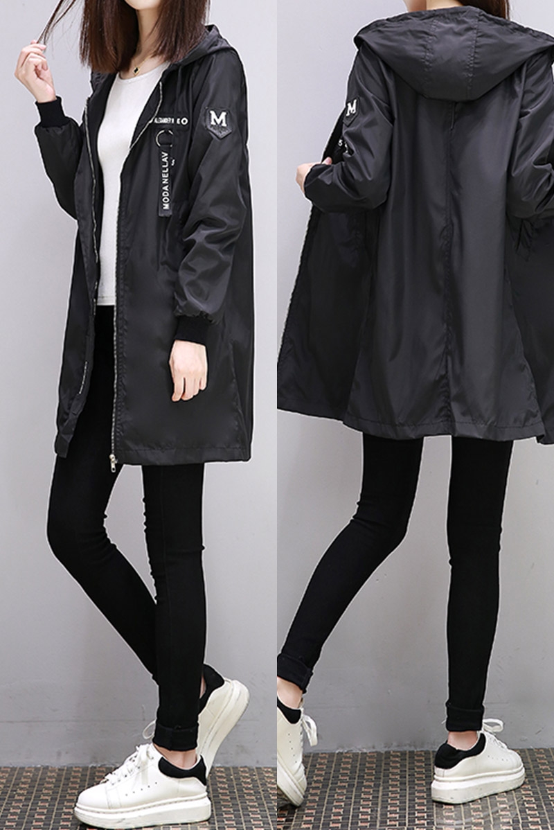 Trench-coat décontracté à manches longues et capuche pour femme, style militaire, mi-long, vert armée, casaco  lm028, printemps-automne