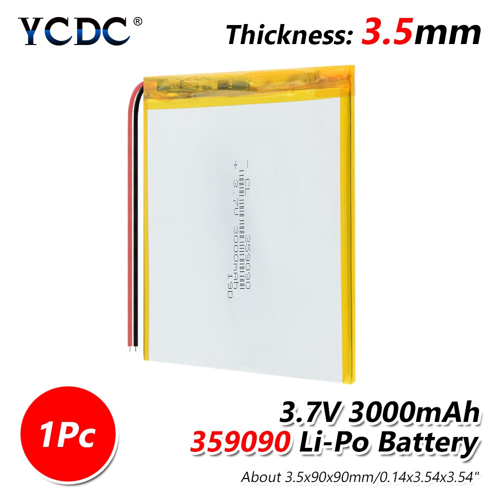 3 7V volt 359090 3.7v 3000mah li po ion lipo rechargeable batteries 1/2/4Pcs lithium polymer battery for dvd GPS navigation