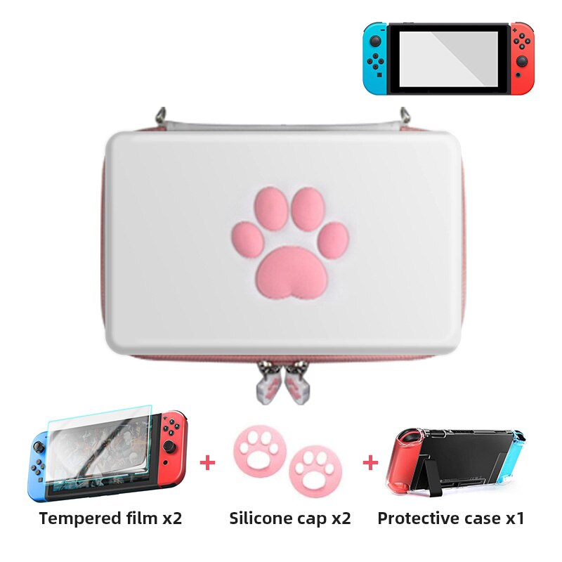 DATA FROG Cute Cat Paw Bag For Compatible-Nintendo Switch Console Hard Portable Travel Carrying Case For Switch Lite Accessories: For NS Switch 04