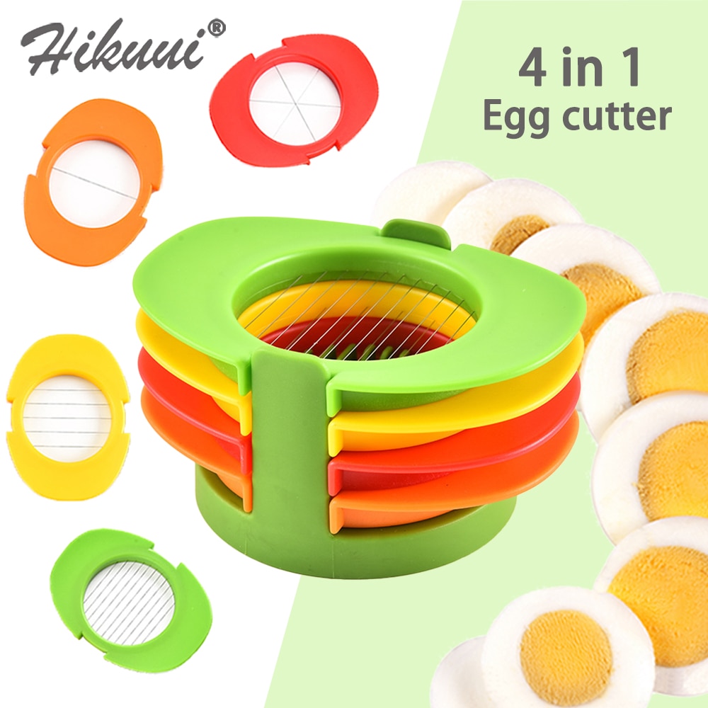 4 In1 Multifunctionele Ei Cutter Kleur Roestvrij Staaldraad Ei Slicer Plastic Snijden Apparaat Voor Ei Creatieve Keuken Gereedschap