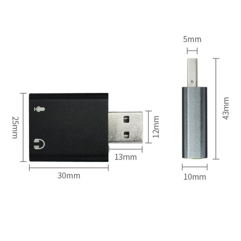 2Pack USB to Audio External Stereo Sound Adapter with 3.5mm Headphone and Microphone Jack for Mac/Windows/PC/Laptops/PS4