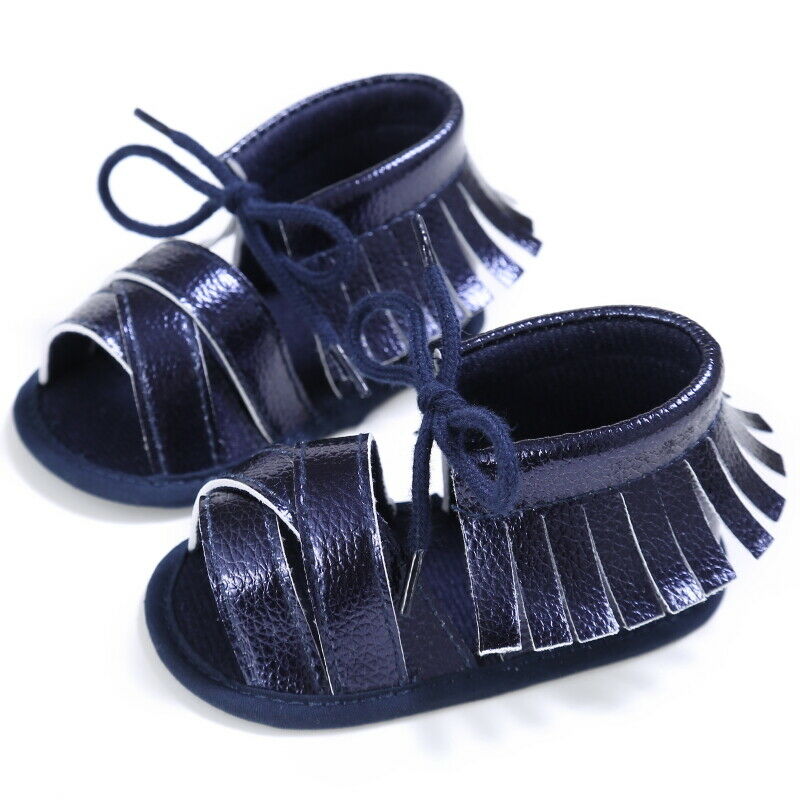 Baby Baby Meisjes Zomer Kwastje Sandalen Prewalker Prinses Zachte Tong Schoenen Sneakers: Blauw / 0-6 months
