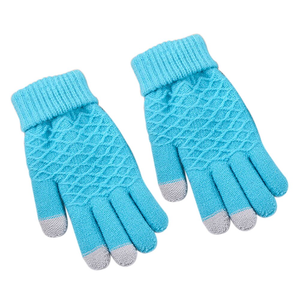 Magic Touch Screen Sensory Gloves For Women Gloves Girl Female Stretch Knit Gloves Mittens Winter Warm Accessories Wool Guantes: Blue