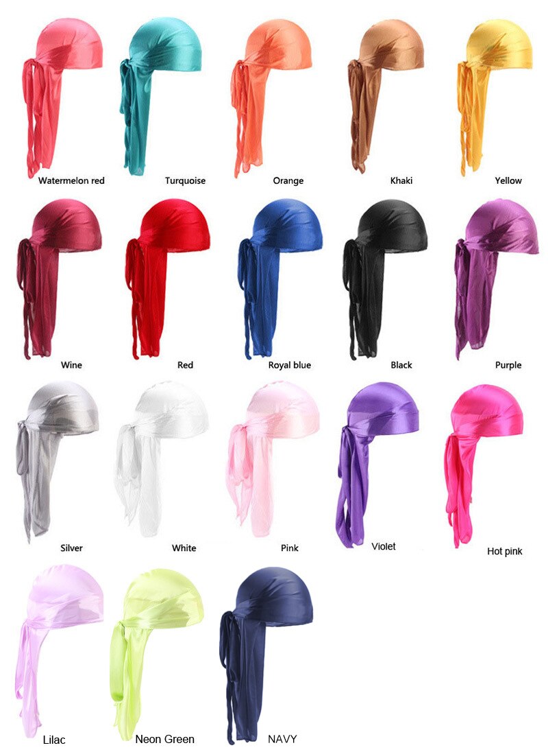 Durag Men Solid Color Silk Durags Women Breathable Turban Hair Bands 13Pcs/package: mix color