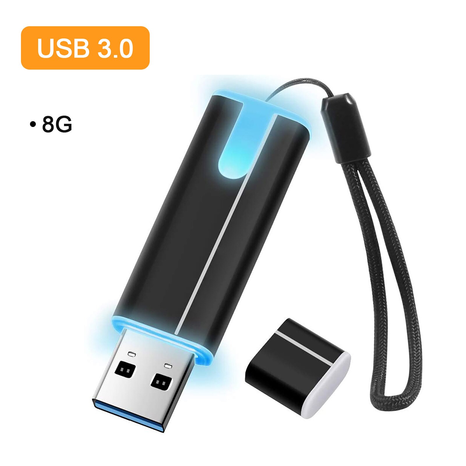 Usb 3.0 Flash Drive With Led Waterproof Aluminum Usb Memory Stick Drive With Led Aluminum Alloy U Disk 8/16/32/64/128g Usb Hubs: A