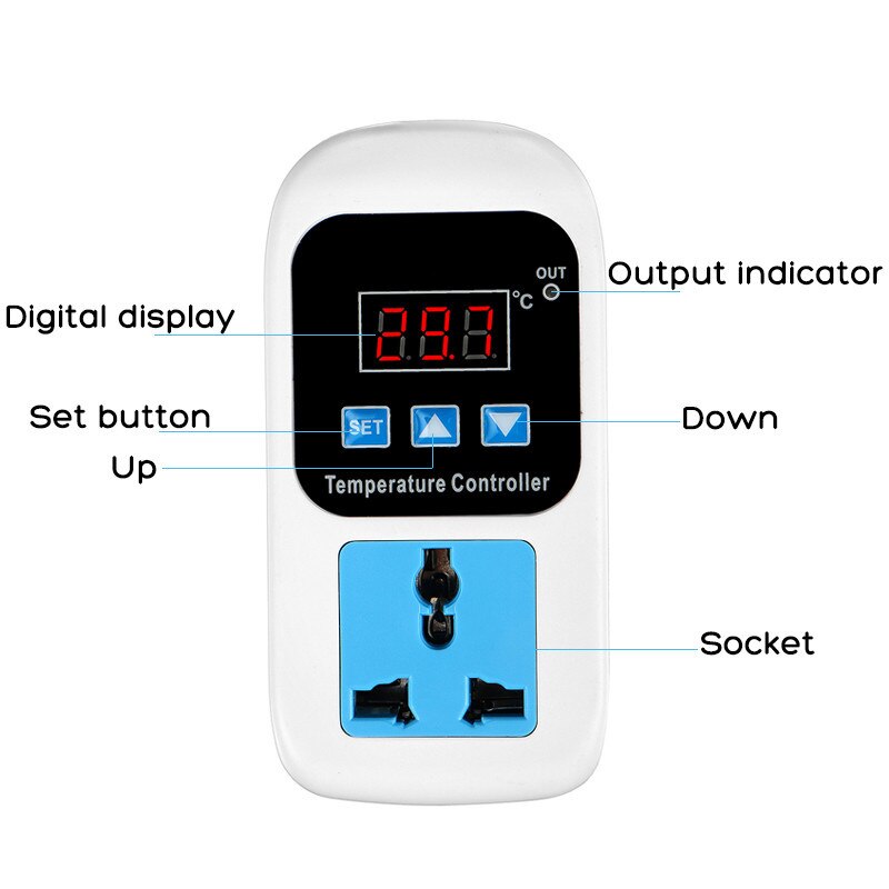 Digitale thermostaatregelaar temperatuurregelaar microcomputeraansluiting  ac 110-220v 1/2/5m kabeluitgang  -50 ~ 110c +  ntc-sensor