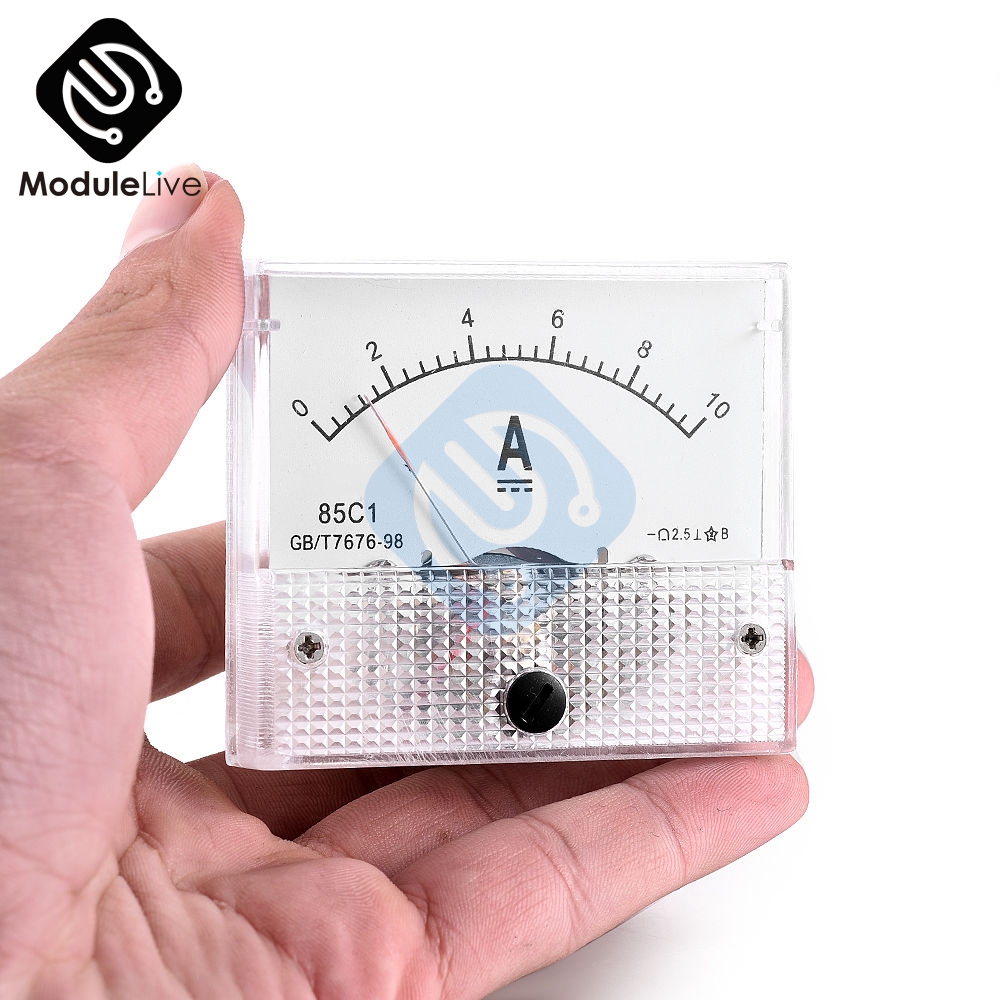 DC10A GB/T7676-98 Analog Panel AMP Current Meter Ammeter Gauge 85C1 White 0-10A