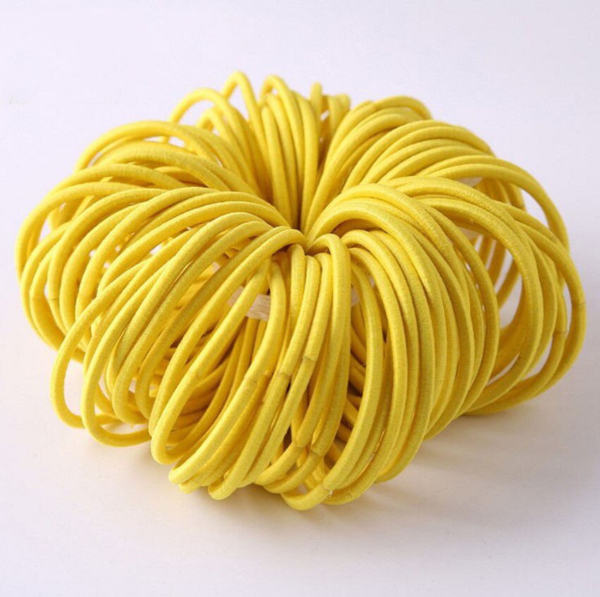 50/100Pcs Colorful Nylon Rubber Bands Elastic Hairbands for Girls Kids Scrunchie Elastic Ponytail Holder Hair Ties Accessories: yellow 50pcs