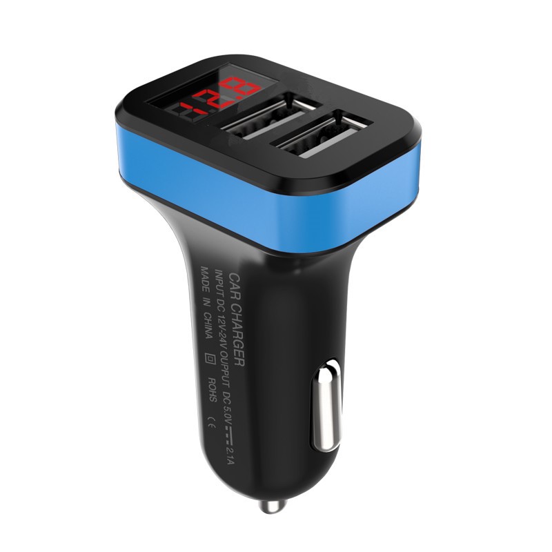 Dual USB Car Charger Adapter 2.1A Met Digitale Display Voltmeter Functie Installeren In Sigarettenaansteker Converter 12 V om 5 V