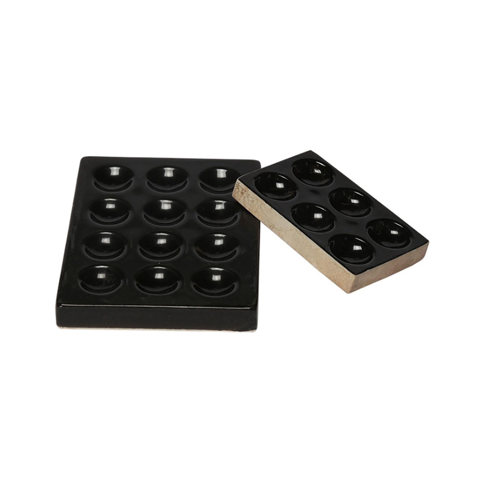Boticario de porcelana para laboratorio, placa de reacción de 12 agujeros, diámetro de 20mm, negro